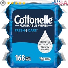 Fresh Care Flushable Wipes 4 Packs 42 Wipes Each Gentle Skin Odor Elimination US