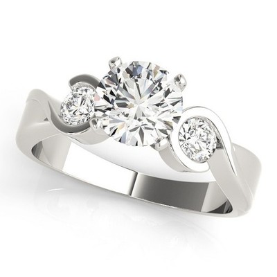 Platin runder Diamant Designer Trilogie Verlobungsring - DE/VS 2Ct Lab Grown