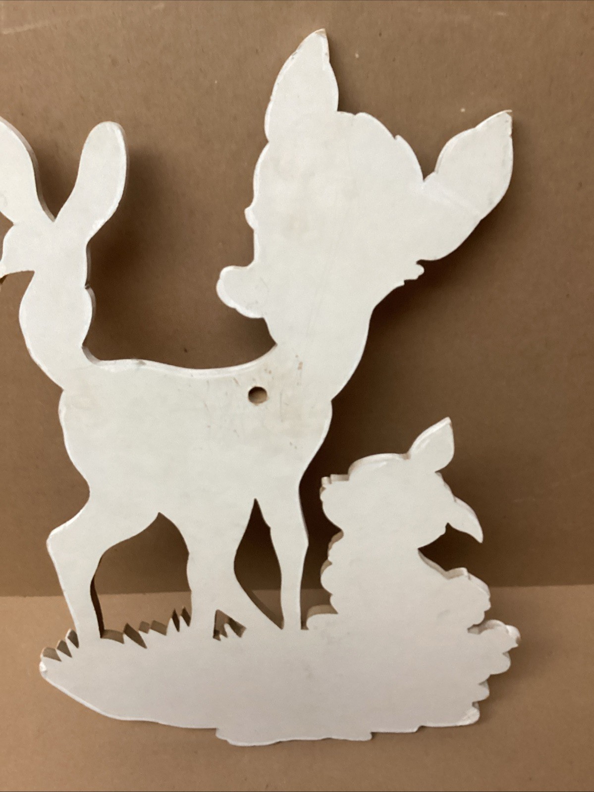 Vintage Disney Paper Lithograph Bambi & Friends 4 pc Set & Lamp Unique Lot