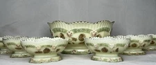1898 URANIUM! Full Set(7)Northwood Custard Glass Chrysanthemum Sprig Berry Bowls