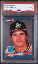 1986 DONRUSS #39 JOSE CANSECO ROOKIE RC PSA 9