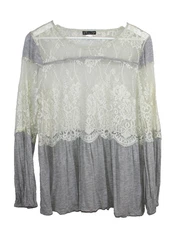 Venus Top Womens Large Lace Floral Ethereal Sheer Long Sleeved Romantic Blouse