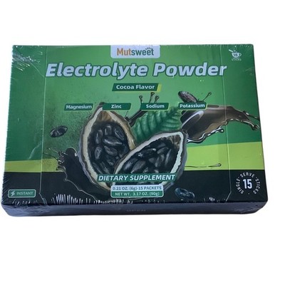 Mutsweet Electrolyte Powder Cocoa Flavor Dietary Supplement 15 Servings NEW