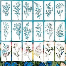 Flower and Leaf Stencils for Painting, 18PCS 6 x 3 Inch Plastic Botanical Ste...