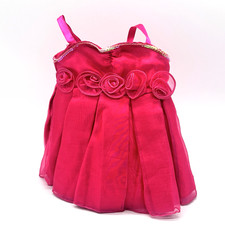 Build a Bear Pink Rose Rosette Sequin Satin Tulle Formal Dress Teddy Clothes