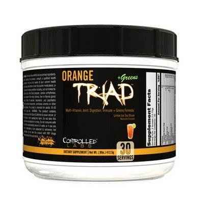CONTROLLED LABS Orange Triad Plus Greens for Men and Women, 30 Servings Iron Fre