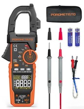 POROMETISTO Inrush Clamp Meter with Flashlight,CM06 Black, orange