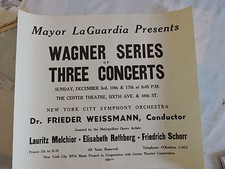 1930's New York City NYC Lauritz Melchior Symphony Orchestra Wagner Poster 