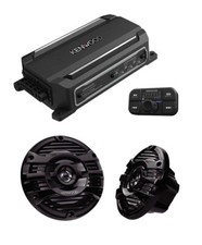 Kenwood KAC-M5024BT 600W 4 Channel Marine Amp Bluetooth  Pair 6.5" Speakers