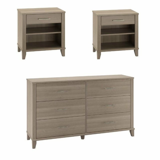 Prepac Sonoma 3 Piece Modern Drawer Dresser And Nightstand Set In Cherry For Sale Online Ebay