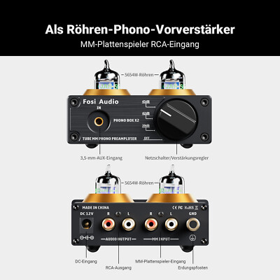 Fosi BOX X2 HiFi Mini Phonograph Vorverstärker Phono Vorverstärker Stereo