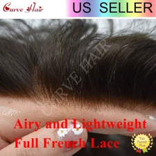 Men Lace Toupee Human Hair Systems Full French Lace Hair Piece Replacement Units