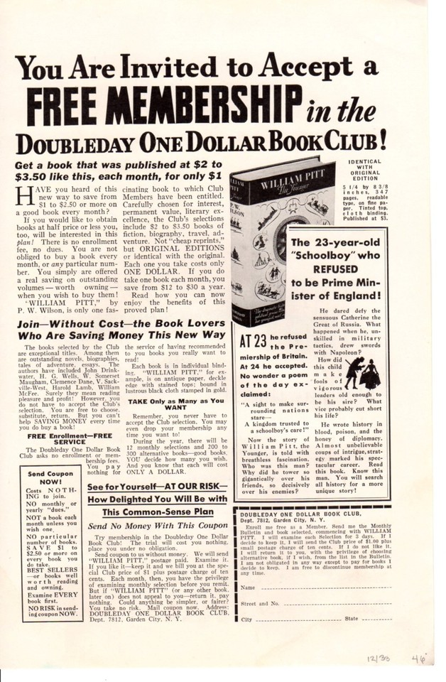 Vintage ad Print 1933 White Star Line Majestic Ship Doubleday Book Club