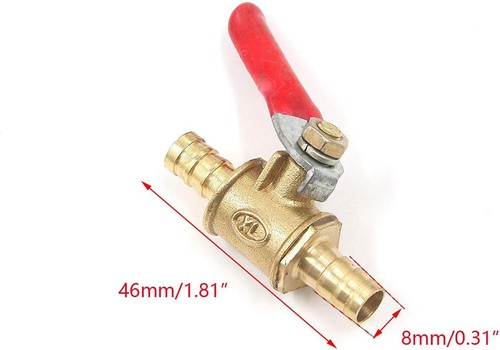 4 Pcs Forged Brass Ball Valve Mini Shut Off Switch, 5/16" Hose Barb x 5/16" Hose - Picture 3 of 3