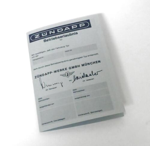 1 x Zündapp Inspección Servicio Carta Garantía Funcionamiento Billete - Imagen 1 de 3