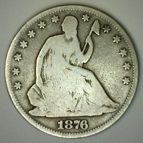1876 Seated Liberty Silver Half Dollar Circulated Type Coin 50c Good Condition