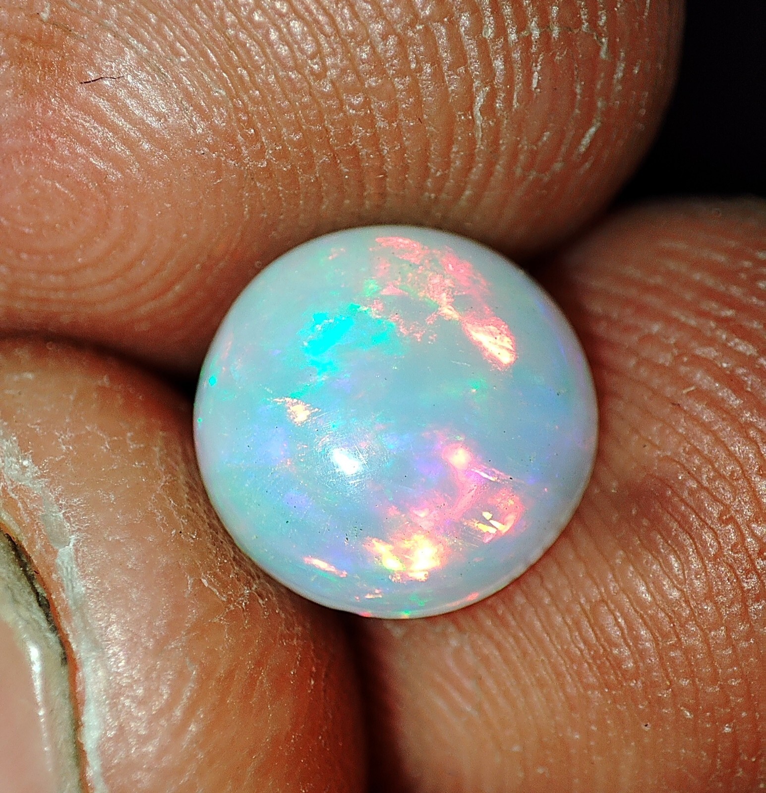 100% Natural Ethiopian Multi Fire Opal Cabochon Gemstone Ring Size Opal