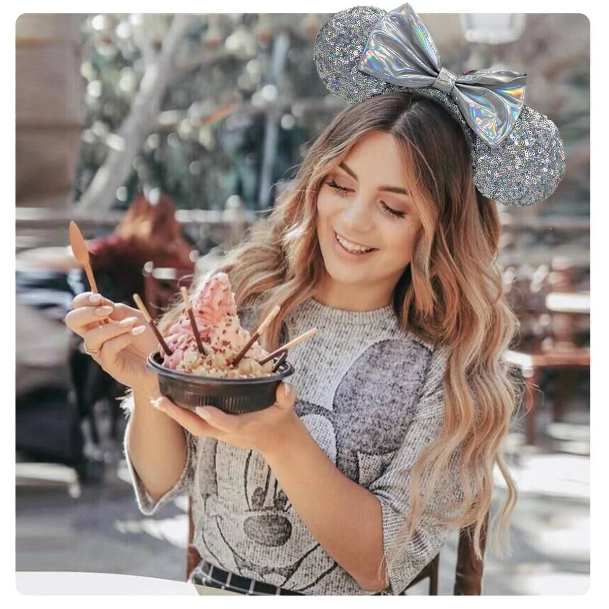 Disney Parks Silver Magic Mirror Minnie Ears Cinderella  display picture 1