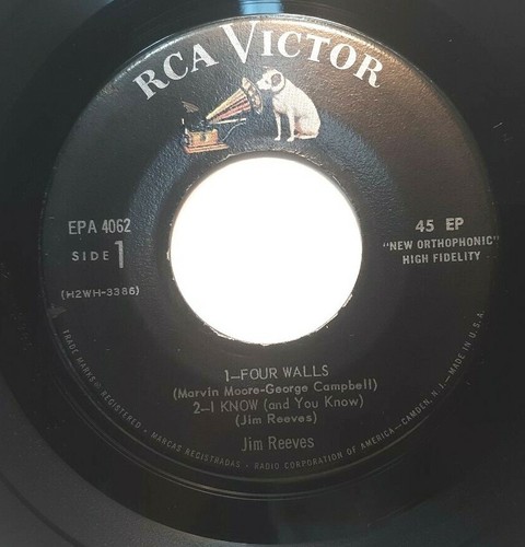 ROCKABILLY 45 RPM JIM REEVES, FOUR WALLS EP - Picture 3 of 4