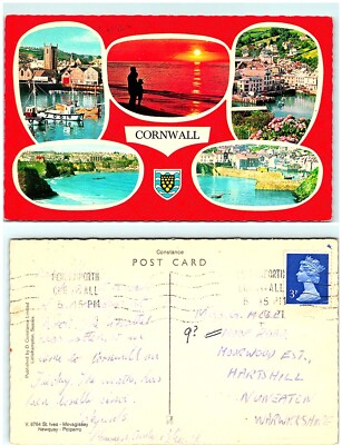 S03-6943, MULTIPLE VIEWS CORNWALL, UK 1971 POSTMARKED, POSTCARD