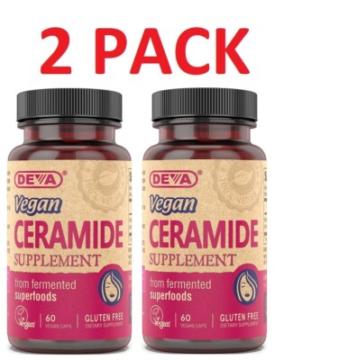 Deva Vegan Ceramide Skin Support, Phytoceramides, Gluten Free, 60 V Cap (2 pack)