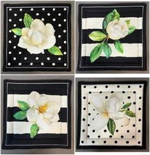 Unique Large Pot Holder Magnolias Hot Pad, Casserole Mat - Handmade Cotton