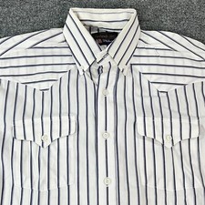 Panhandle Slim Shirt Mens 16 34 White Striped Cowboy Western Ranchwear USA VTG
