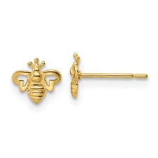 Real 14kt Yellow Gold Madi K Bumble Bee Post Earrings