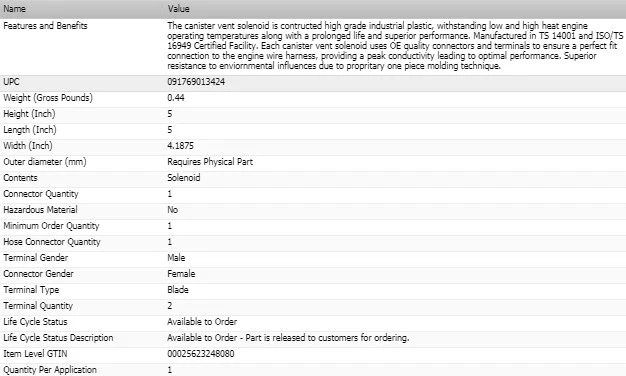 Solenoide de ventilación de bote de vapor ESTÁNDAR para GMC YUKON XL 2500 2004-2010 Foto 4 de 4