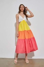 DO + BE COLLECTION Multicolor Tiered Cutout Midi Dress 
