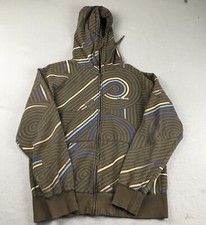 Bilabong Hoodie Mens Large Green Geometric Full Zip Thick Hooded Sweatshirt