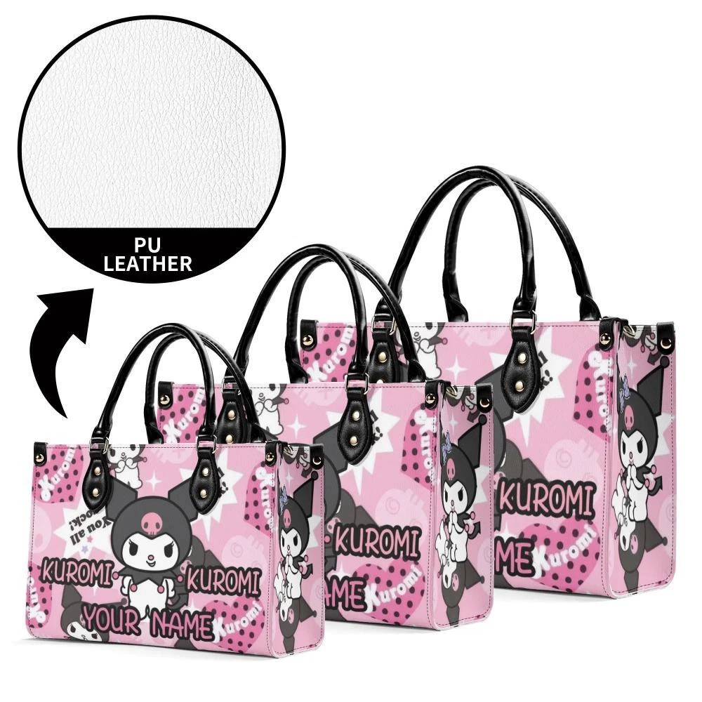 Personalized Kuromi Luxury Women PU Leather Handbag, Natural Material, Custom