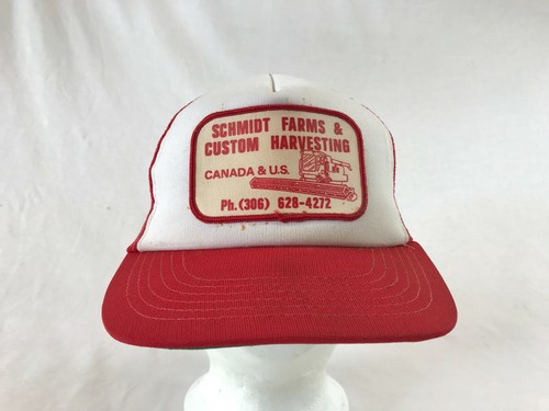 Schmidt Farms Trucker Hat Snapback Cap Custom Harvesting Red Mesh Back Casual