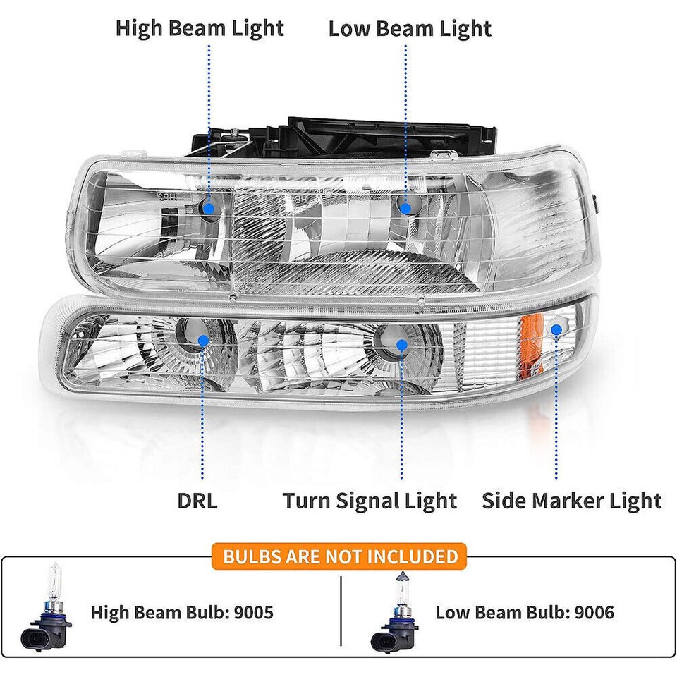 Bumpers & Parts For Chevrolet Silverado 1500 LED DRL Chrome Headlight Bumper Lamp Set For 99 02 Chevy 599250 - Foto 3