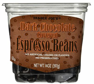 Trader Joe's Dark Chocolate Covered Espresso Beans 14 oz Delicious Taste  