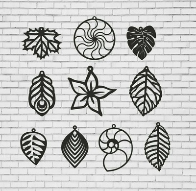 Download Pendant SVG, DXF. Earrings SVG. Nature earrings dxf. Laser ...