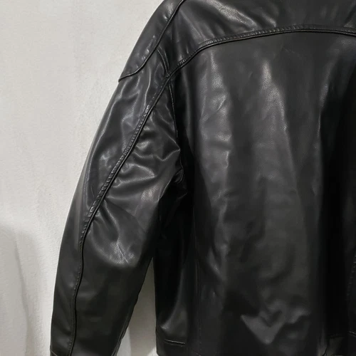Decoded Black Vegan Leather Men's  Coat Jacket Lined Biker style XL image 9