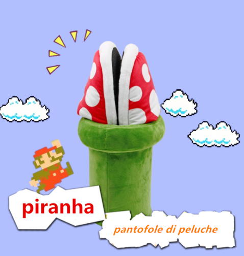 Ciabatte Pantofole uomo donna invernali peluche Super Mario Bros Piranha  scarpe | eBay