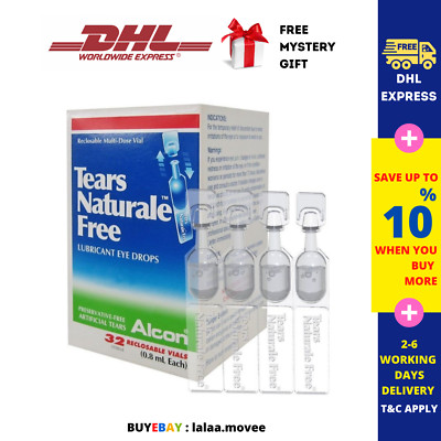 20 X ALCON TEARS NATURALE FREE 32 Fläschchen 0,8 ml GLEITMITTEL AUGENTROPFEN ...