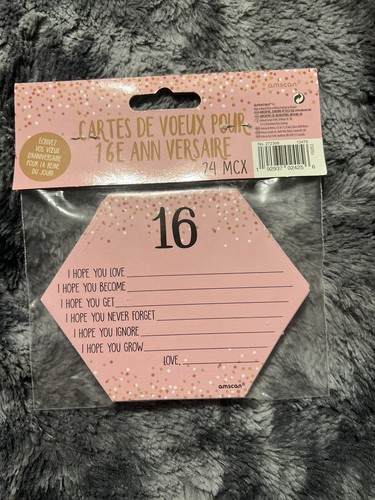 Amscan 🎀Sweet 16 🎀Plates (16), Napkins (16), Invitations(16) & Wish Cards (24) - Picture 5 of 9