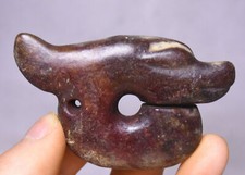 7CM Rare China Hongshan Culture Old Jade Carving Yu Pig Dragon Hook Gou Amulet