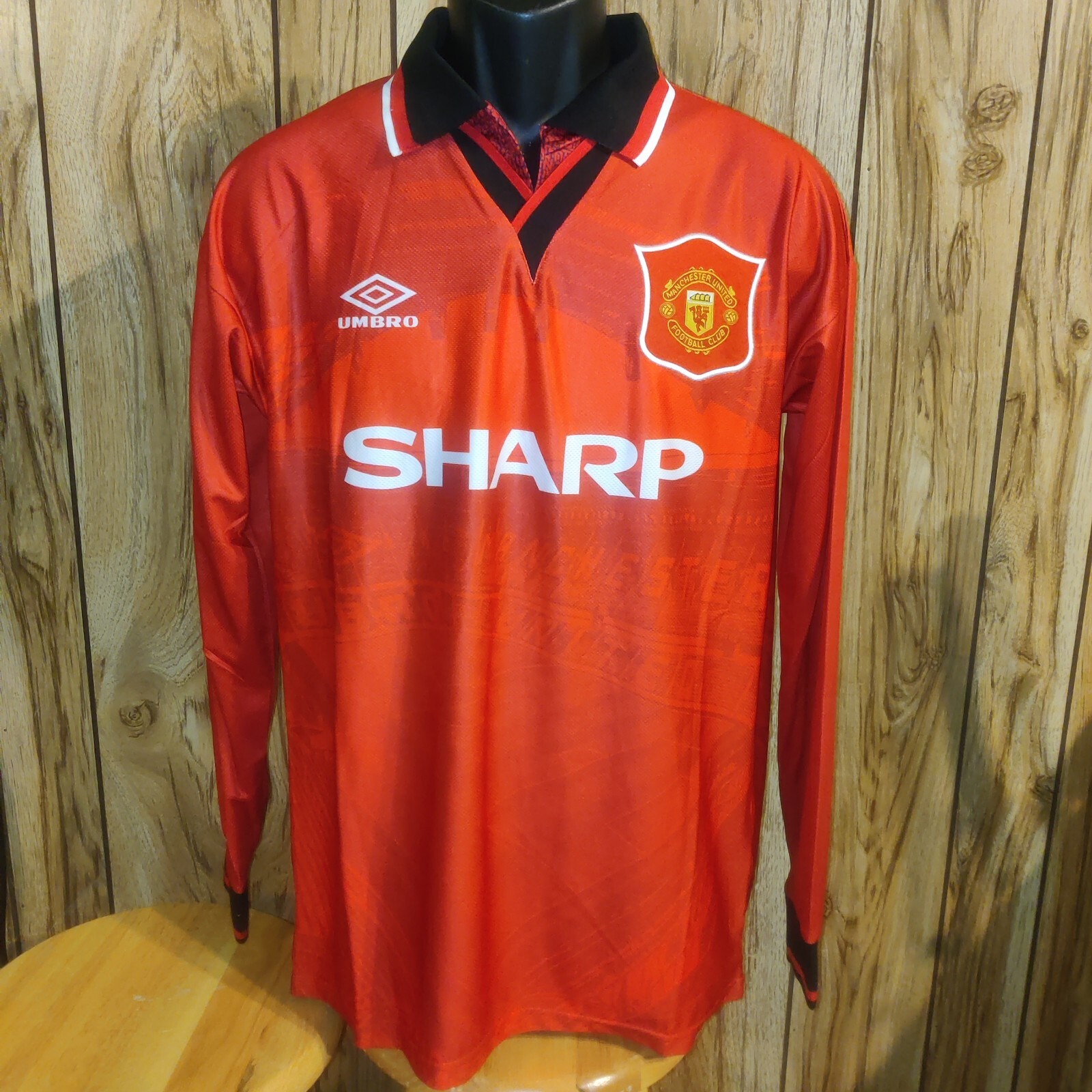 Manchester United Retro Vintage Beckham Football Soccer Jersey Long Sleeve M