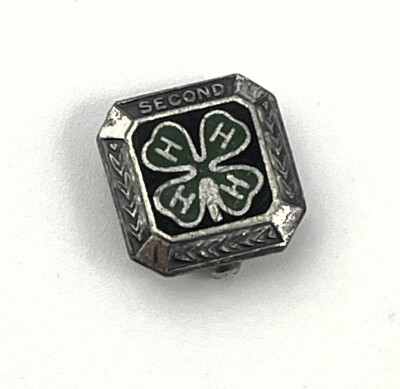 Vintage 4H Club Sterling Silver Pin Clover Enamel homeschool Education
