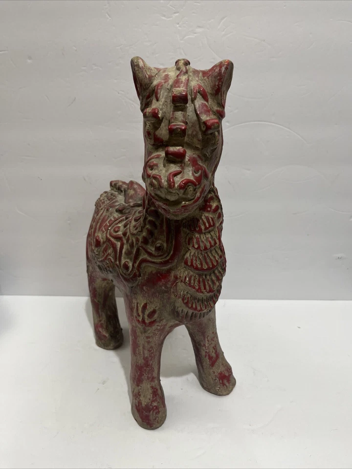 Antique Asian Bali Red Ceramic Sumatran Horse Temple Sculpture equestrian Statue - Image 2 of 4