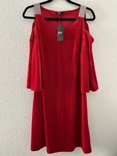 MSK Red Cold Shoulder Bell Sleeve Velvet Party Cocktail Dress Size 10 NWT 