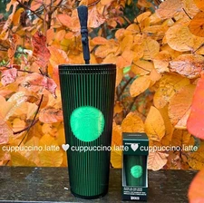 NWT 2024 Starbucks X Wicked Pleated Glow Elphaba Broom Topper Tumbler & Keychain