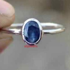 Blue Shappire Gemstone 925 Sterling Silver Ring Handmade Mother Gift F-147