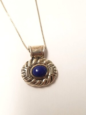 Sterling Silber Lapis Cabochon Anhänger 18'' Kette (10,2 g T.W)