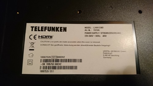 TV Telefunken l24h125m3 mit Standfuß und Fernbedienung, Fernseher 24"