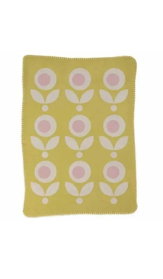 Lolli Living Brushed Cotton Baby Blanket Yellow Pink White Flowers 30x40 - Image 2 of 4